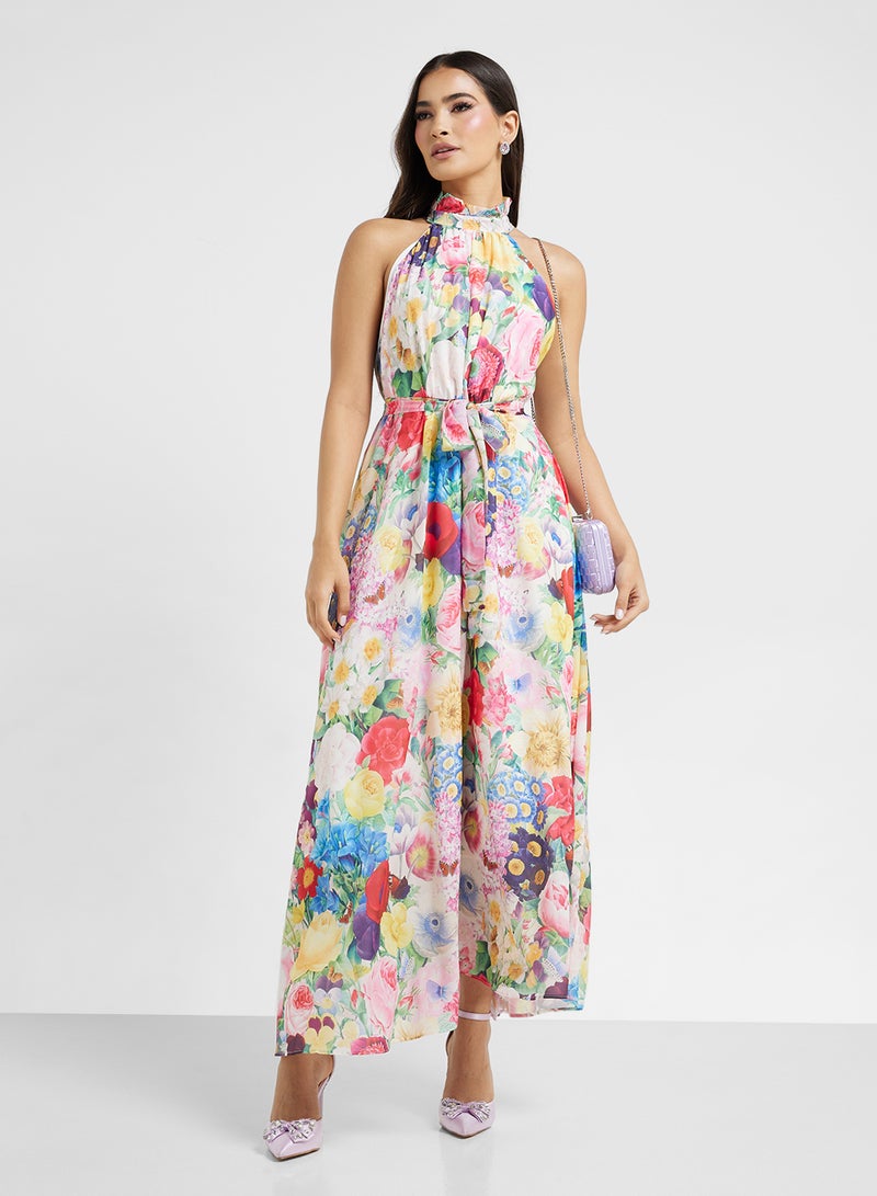 ELLA Floral Halter Maxi Dress - Image 1