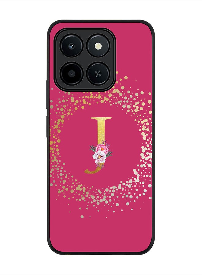 Stylizedd For Honor X6c Case,Slim fit Camera Protection, Shockproof Thin Phone cover  - Custom Monogram Floral - J ( Deep Pink )