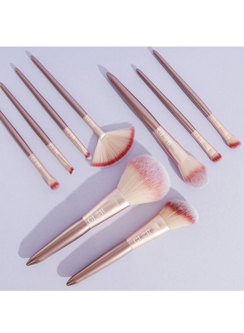 GLOR Glor Cosmetic Bag Plus 9 Piece Makeup Brush Set - Image 5
