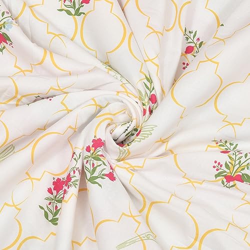 haus & kinder 100% Cotton Single Bed Dohar | Lightweight AC Blanket for Summer | Soft Breathable Reversible Blanket | Printed Cotton Dohar Ruby Tree | 58 x 88 Inch | 144 TC - Image 4