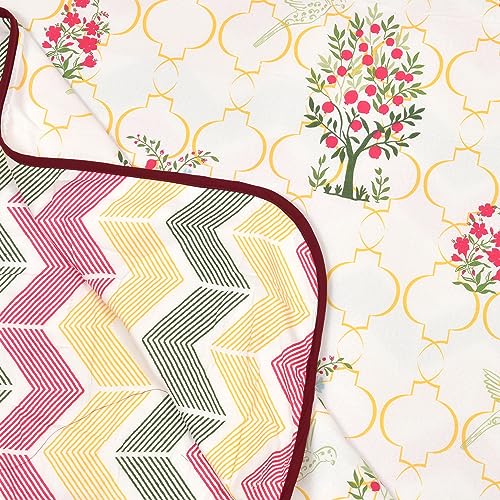 haus & kinder 100% Cotton Single Bed Dohar | Lightweight AC Blanket for Summer | Soft Breathable Reversible Blanket | Printed Cotton Dohar Ruby Tree | 58 x 88 Inch | 144 TC - Image 3