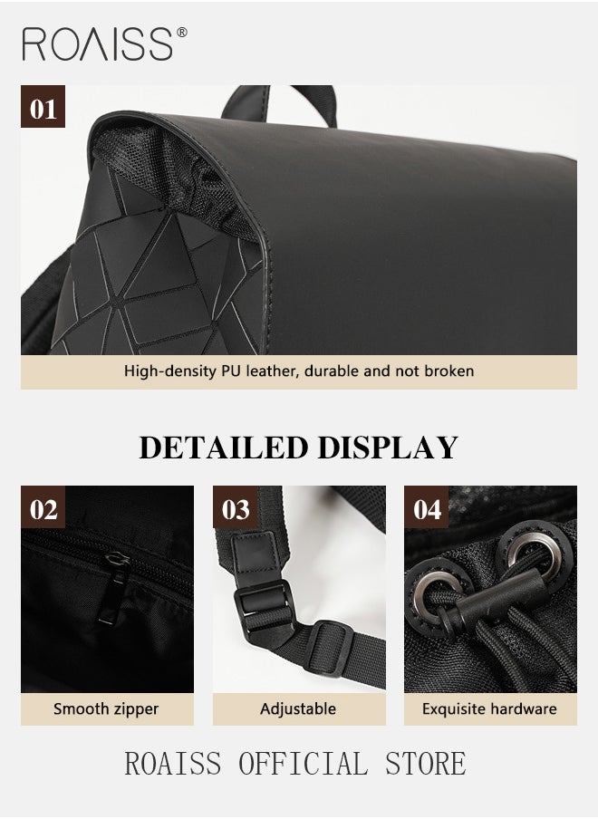roaiss - Large Capacity Casual Backpack for Men for Teens Geometric Rhombus Texture Student Commuter School Bags Laptap Bag Fits 15.6 Inch Size - Image 1