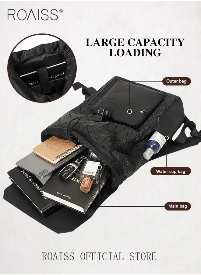 roaiss - Large Capacity Casual Backpack for Men for Teens Geometric Rhombus Texture Student Commuter School Bags Laptap Bag Fits 15.6 Inch Size - Image 1