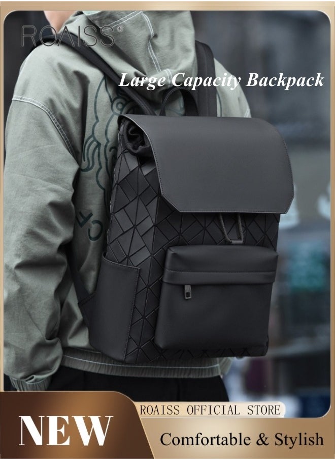 roaiss - Large Capacity Casual Backpack for Men for Teens Geometric Rhombus Texture Student Commuter School Bags Laptap Bag Fits 15.6 Inch Size - Image 1