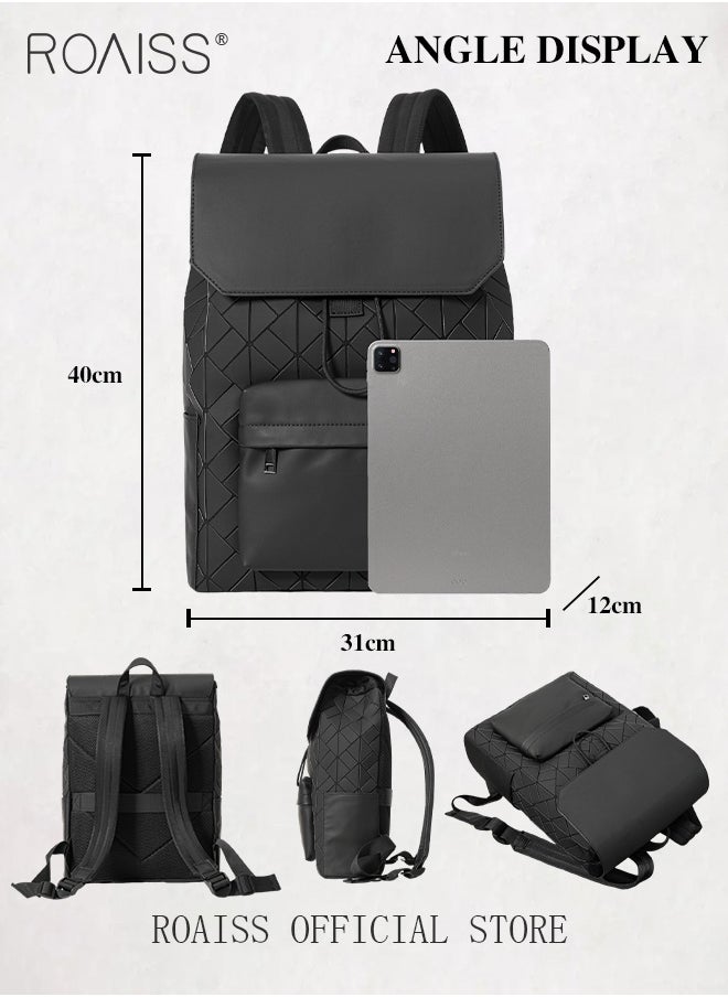 roaiss - Large Capacity Casual Backpack for Men for Teens Geometric Rhombus Texture Student Commuter School Bags Laptap Bag Fits 15.6 Inch Size - Image 1