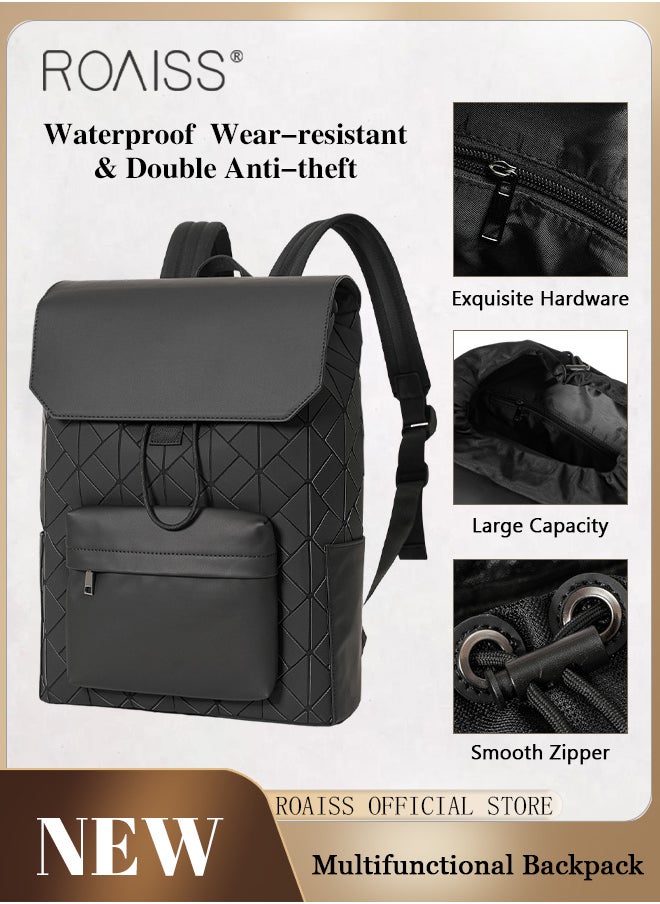roaiss - Large Capacity Casual Backpack for Men for Teens Geometric Rhombus Texture Student Commuter School Bags Laptap Bag Fits 15.6 Inch Size - Image 1