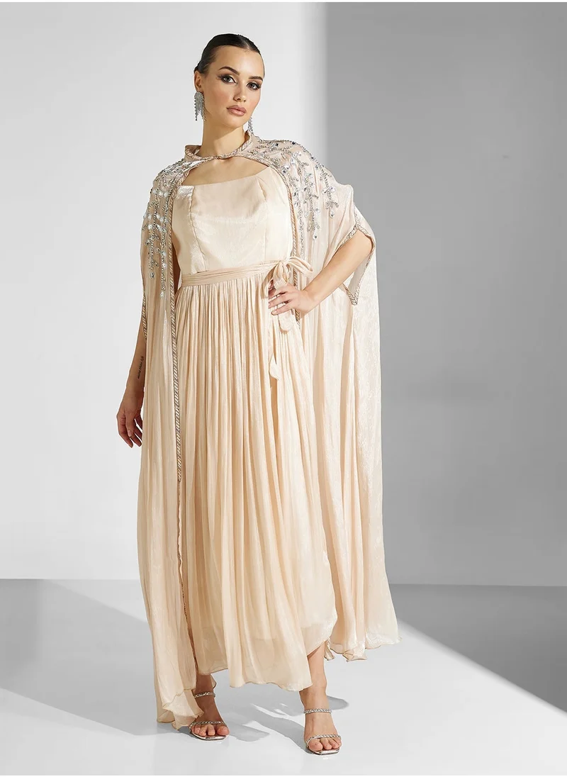 hayas closet Cape Sleeve Belted  Moroccan Dress