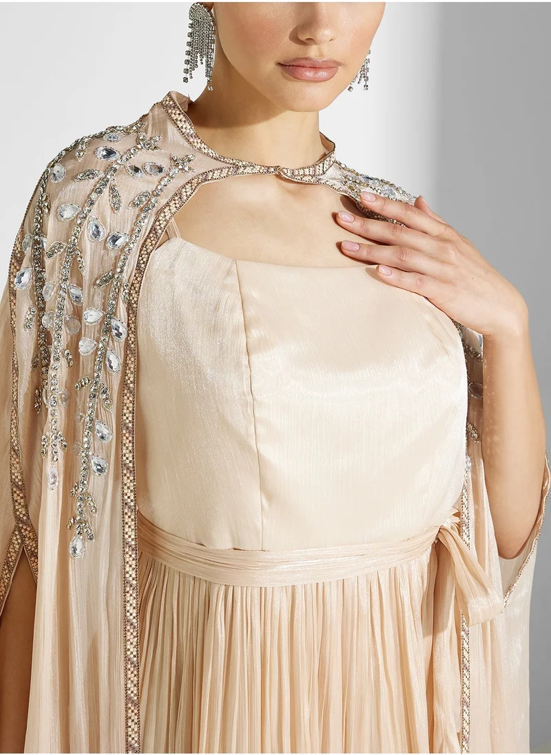 hayas closet Cape Sleeve Belted  Moroccan Dress