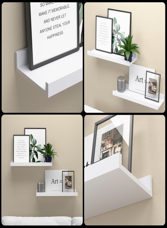 Boswillon Floating Shelves Wall Mounted Set of 2, Modern White Shelves for Bedroom, Nursery Shelves with Lip, Display Picture Ledge Shelf for Wall Decor Living Room Bathroom Kitchen - White - Image 4