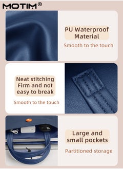 Motim 14 Inch Leather Laptop Bag Compatible with MacBook Air 13 MacBook Pro 13 2021 2020 2019, Laptop Sleeve Bag, Notebook Tablet IPAD Case Computer Business Handbag Protective Briefcase for Work Office  - Image 5