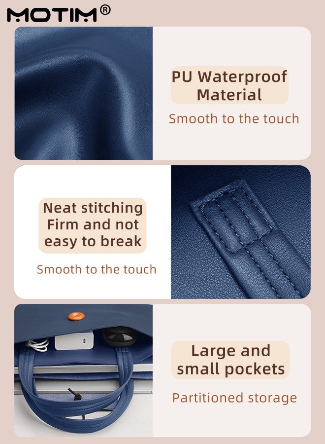 Motim 14 Inch Leather Laptop Bag Compatible with MacBook Air 13 MacBook Pro 13 2021 2020 2019, Laptop Sleeve Bag, Notebook Tablet IPAD Case Computer Business Handbag Protective Briefcase for Work Office  - Image 5