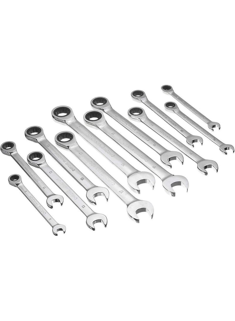 GGOOT Home 12pc Metric Ratcheting Spanner Combination Wrenche Hand Tool Set Hand Tool Kit 9mm-18mm CR-V Steel Hardware Tool Kits Tool Set Hand Tool Kit - Image 2