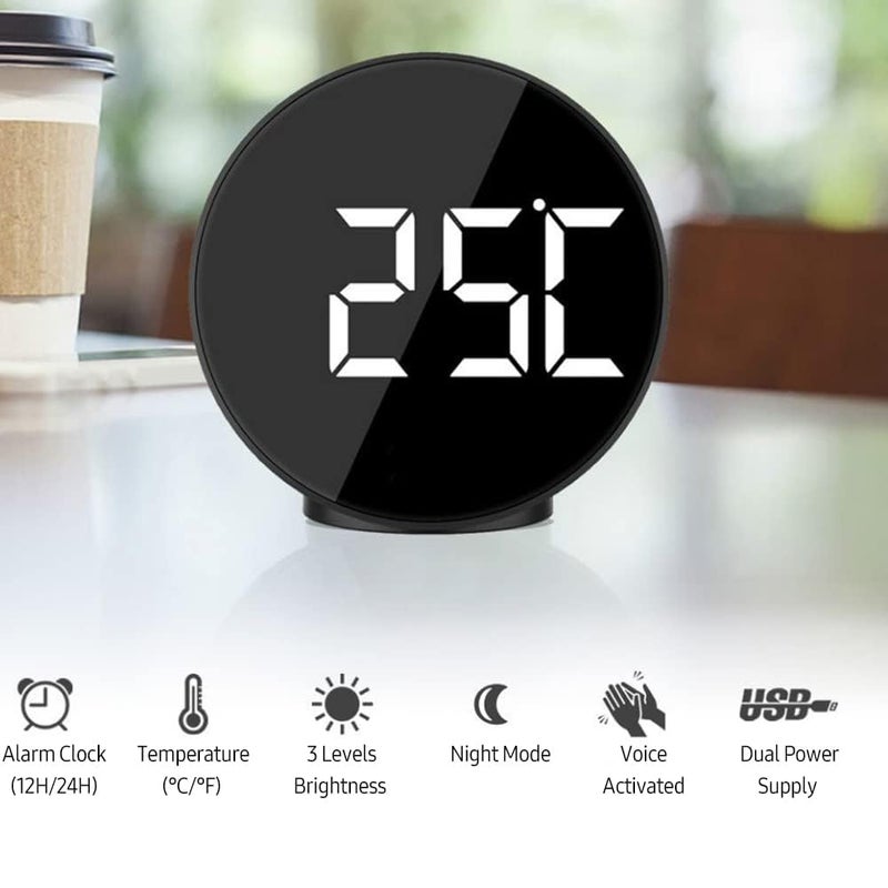 Meneflix Digital Alarm Clock New LED Clock Small Electronic Clock with 2 Alarms Snooze Dimmable Alarm Days Set 1224H Display Bedside Clock for Home BatteryAdapter not Included - Image 3