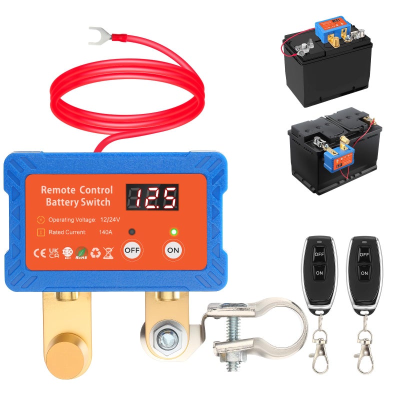 ISINFLASH Remote Battery Disconnect Switch 12V24V 140A with Led Voltage Display Anti Theft and Battery Drain Battery Kill Switch for Car RV ATV Truck Tractor Boat - Image 3