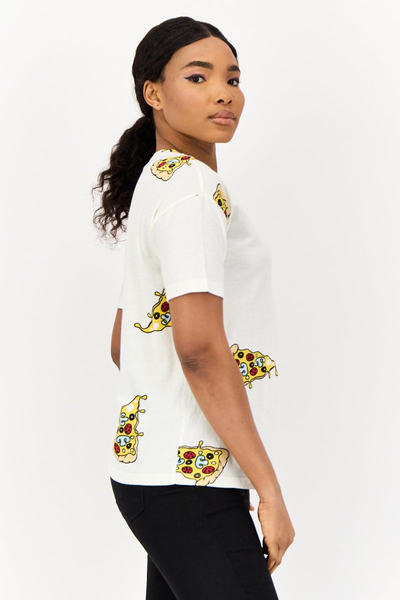 ONLY Women Crew Neck Short Sleeve Allover Print T Shirt, Multicolor - Image 2