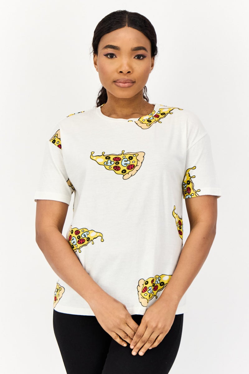 ONLY Women Crew Neck Short Sleeve Allover Print T Shirt, Multicolor - Image 1