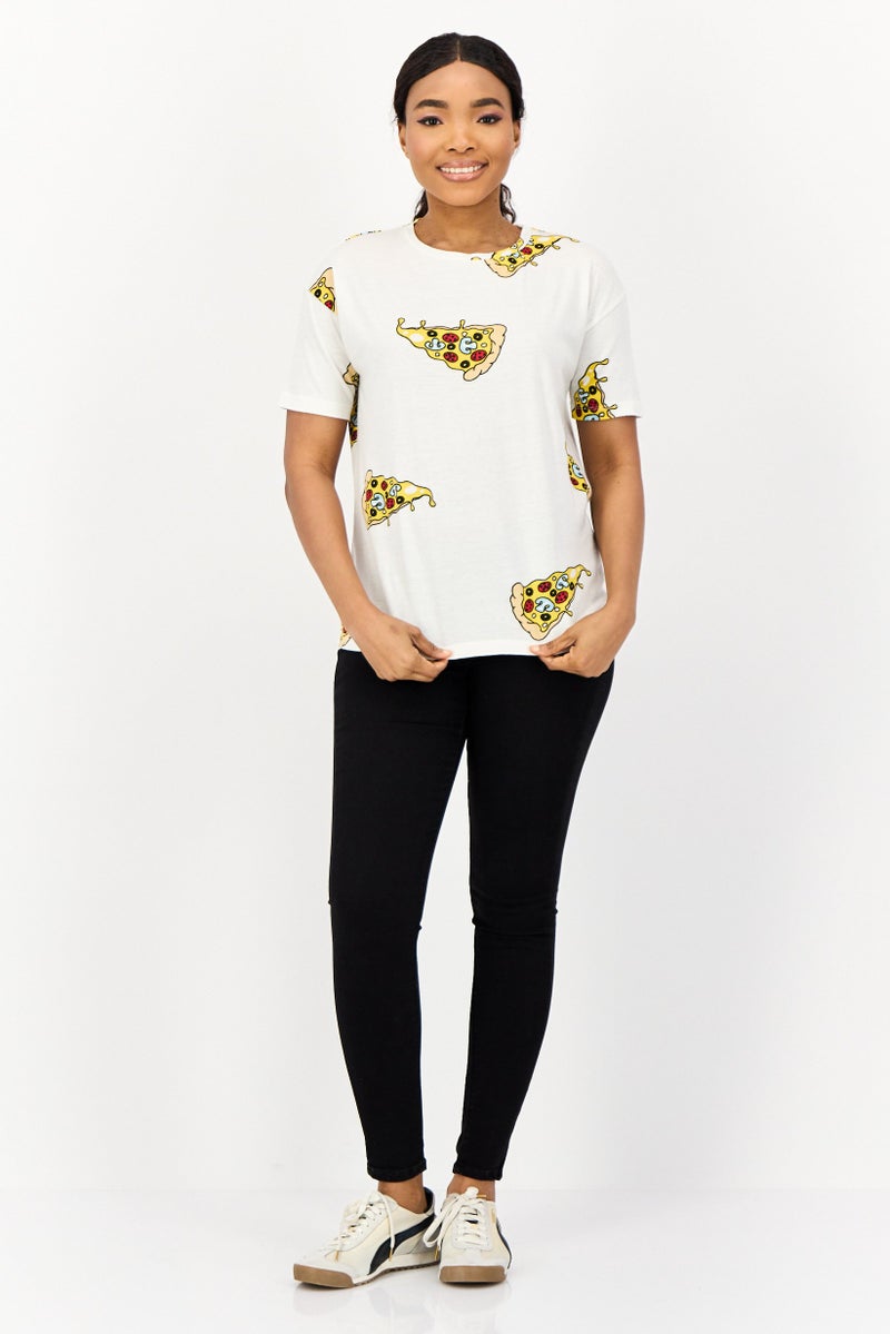 ONLY Women Crew Neck Short Sleeve Allover Print T Shirt, Multicolor - Image 3