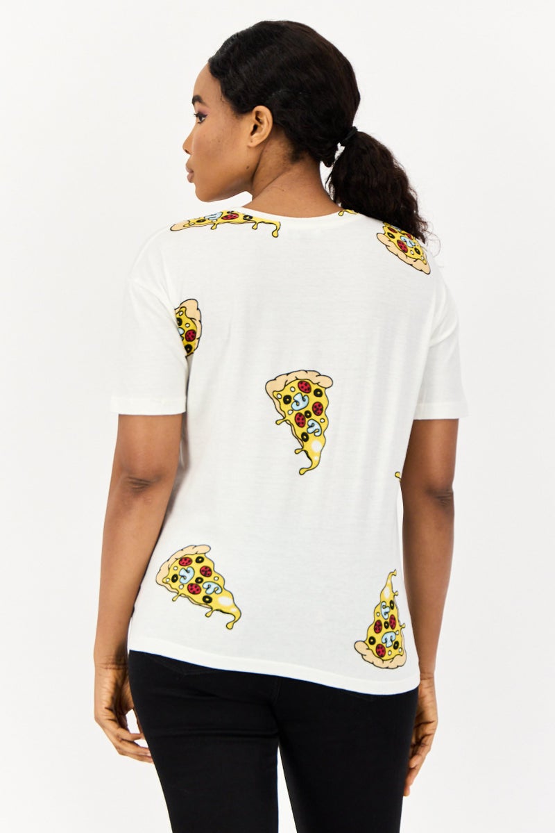 ONLY Women Crew Neck Short Sleeve Allover Print T Shirt, Multicolor - Image 4