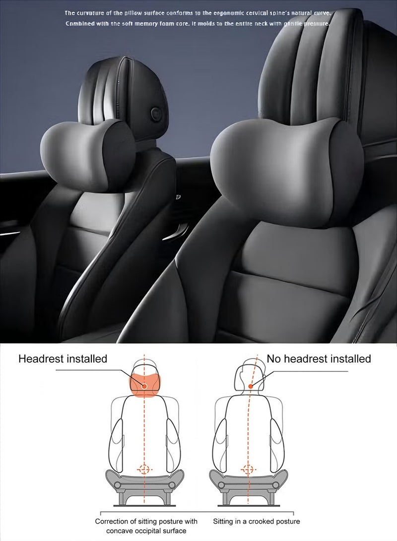 Jourvent Ergonomic Memory Foam Car Headrest & Lumbar Support Pillow – Neck & Back Support Cushion for Car, Office Chair & Home Comfort. - Image 3