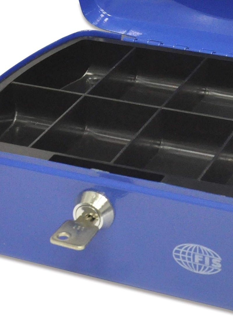 FIS Cash Box Steel Blue Color With key lock, 205 x 160 x 90 mm, 8 Inch Lock Size - FSCPTS0130BL - Image 3