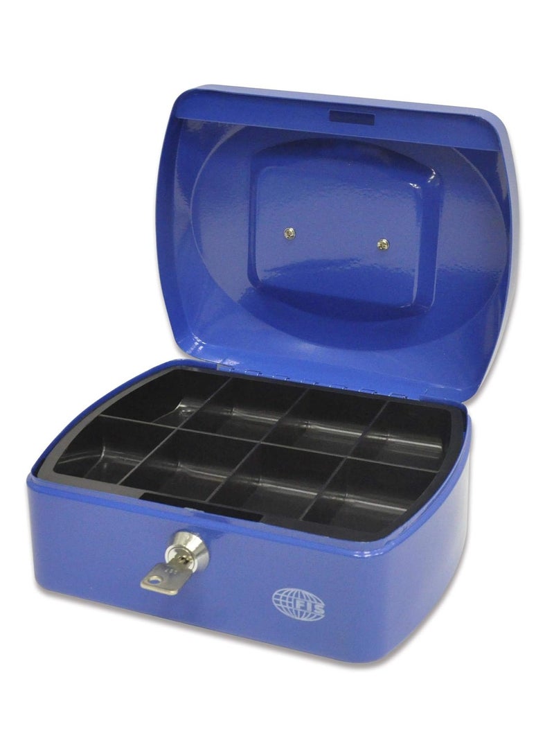 FIS Cash Box Steel Blue Color With key lock, 205 x 160 x 90 mm, 8 Inch Lock Size - FSCPTS0130BL - Image 2