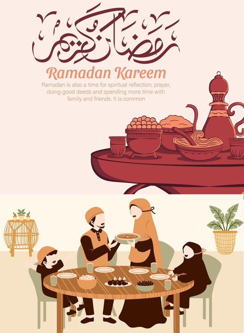 قطوب صينية تقديم رمضان لتقديم التمور والحلويات والمزيد - صحن تقديم فاخر وأنيق صينية ديكور صواني عربية تقليدية لعشاء رمضان، طبق تقديم مثالي في المنزل والمساجد والخارج - Image 3