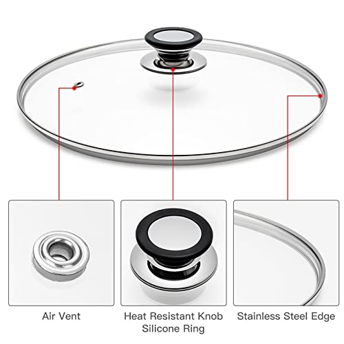 Eooch Tempered Glass Lid with Heat Resistant Handle,12"/30cm, Clear - Image 3