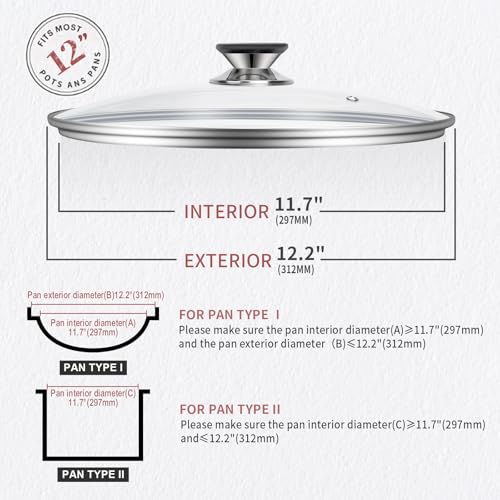 Eooch Tempered Glass Lid with Heat Resistant Handle,12"/30cm, Clear - Image 4