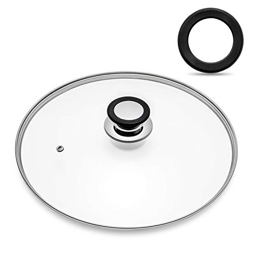 Eooch Tempered Glass Lid with Heat Resistant Handle,12"/30cm, Clear - Image 1