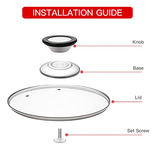 Eooch Tempered Glass Lid with Heat Resistant Handle,12"/30cm, Clear - Image 5
