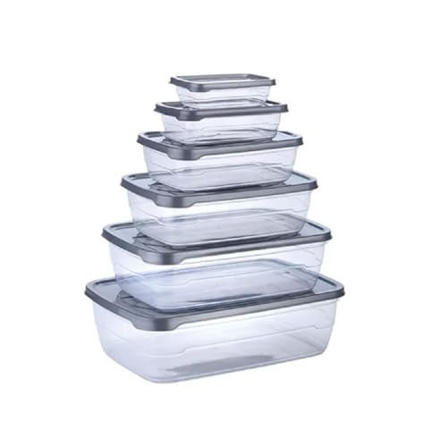 DOLIVA Transparent Air Tight Lid Rectangular Plastic Kitchen Food Storage Container | Clear Fridge Freezer Meat Storage Boxes Bowl - 6 Pcs (225ml, 325ml, 650ml, 1250ml 2200ml, 3500ml) - Image 2