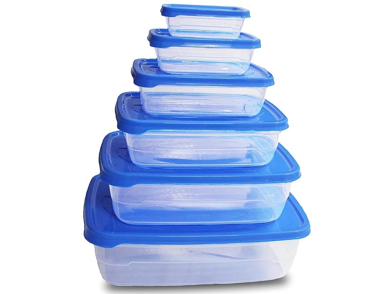 DOLIVA Transparent Air Tight Lid Rectangular Plastic Kitchen Food Storage Container | Clear Fridge Freezer Meat Storage Boxes Bowl - 6 Pcs (225ml, 325ml, 650ml, 1250ml 2200ml, 3500ml) - Image 1