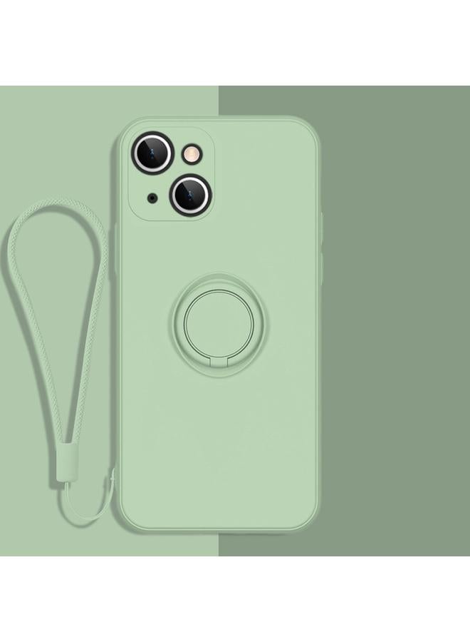 Zaboon Case For iPhone 13 mini All-inclusive Liquid Silicone Phone Protective Case with Ring Holder & Lanyard - Image 1