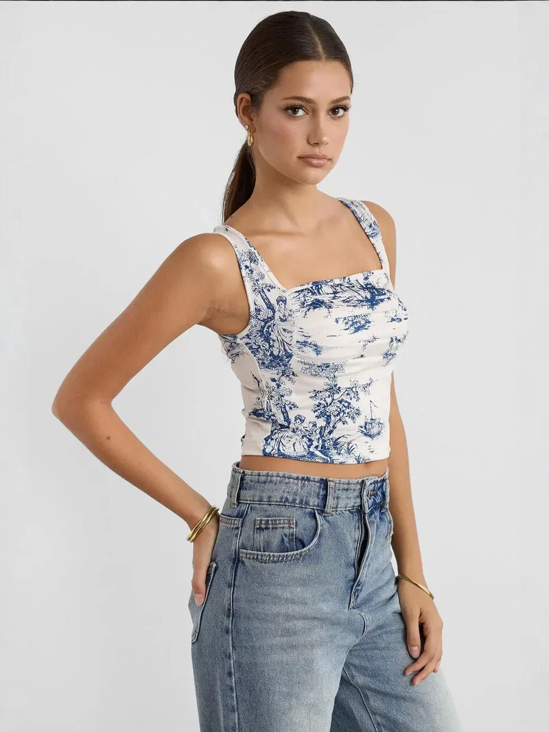 HICCUP Sleeveless Printed Blouse