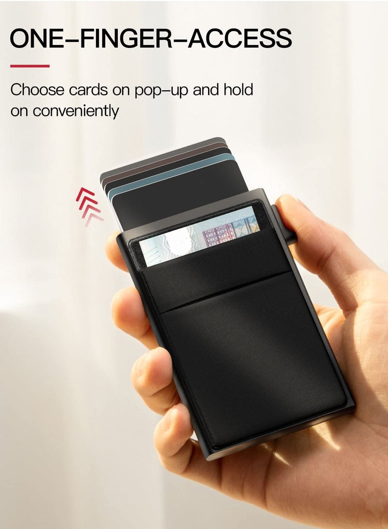 SOLARAE Slim Card Holder Wallet - Minimalist Pop up Leather Wallet for Men RFID Blocking - Image 2
