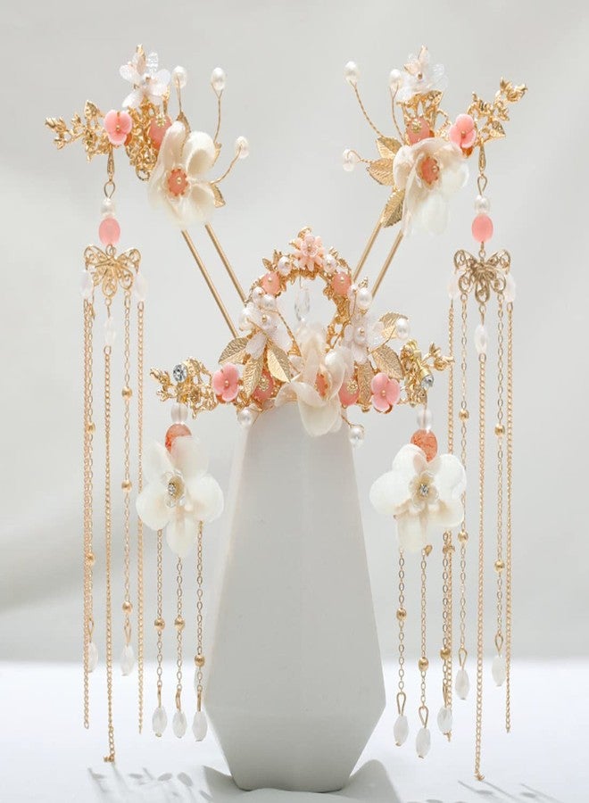 Engjajo Alloy Hair Sticks Pins Long Tassel Hanfu Chinese Hair Comb/Earrings Set of 1 Traditional Classical (Style D) - Image 4