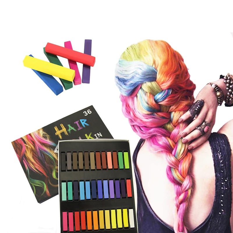 Hair Chalk for Kids Blue Hair Chalk 36 Colors Deluxe Black Green Brown Gray Red Blonde Purple Pink Hair Chalk Night Before Christmas Gifts for Daughter Friends and Sister ToxinFree