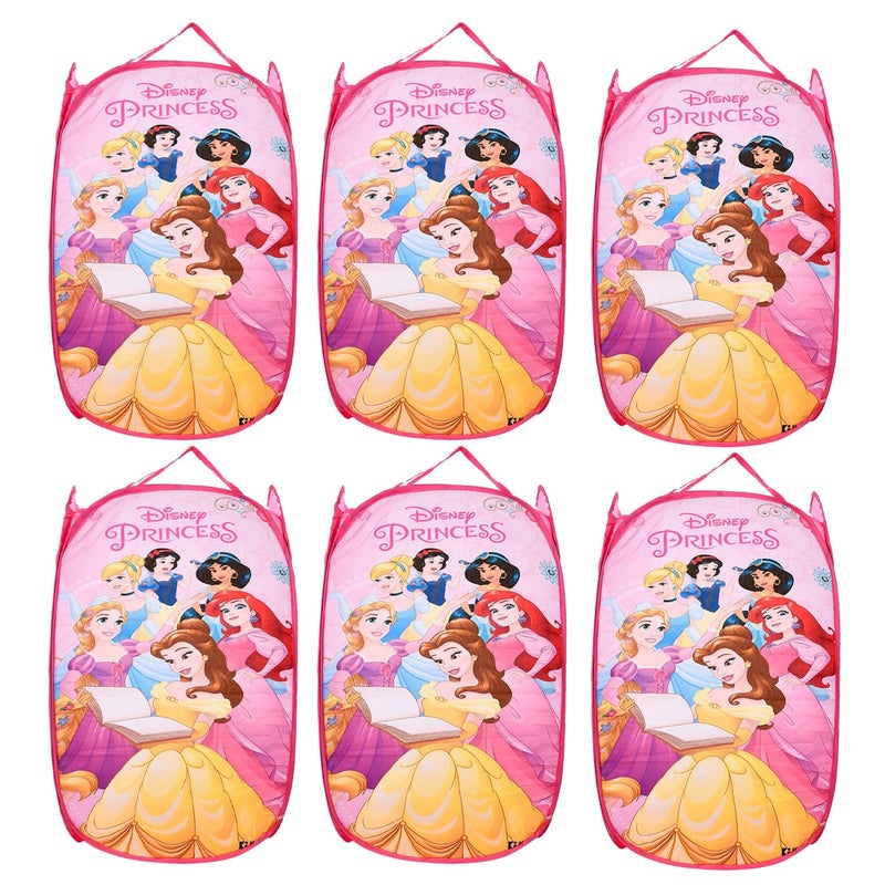 Kuber Industries Kuber Industries Disney Princess Laundry Basket For Clothes|Foldable Pop-Up Laundry Bag|Netted Lightweight Toys Organizer|Reinforced Handles "30"LTR|Pack of 6 (Baby Pink) - Image 1