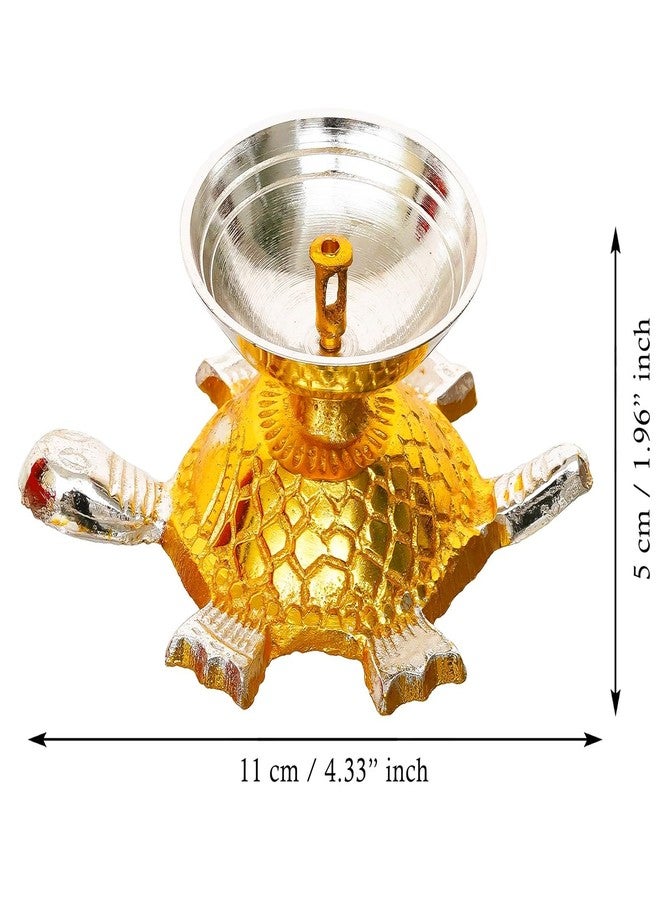 MIRAMAYEE Tortoise Shape Brass Diya with Velvet Box for Pooja Decor | Diya for Diwali| Oil Lamp for Home (4.5" Inches) - Image 3