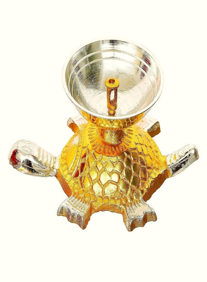 MIRAMAYEE Tortoise Shape Brass Diya with Velvet Box for Pooja Decor | Diya for Diwali| Oil Lamp for Home (4.5" Inches) - Image 2