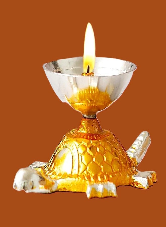 MIRAMAYEE Tortoise Shape Brass Diya with Velvet Box for Pooja Decor | Diya for Diwali| Oil Lamp for Home (4.5" Inches) - Image 4