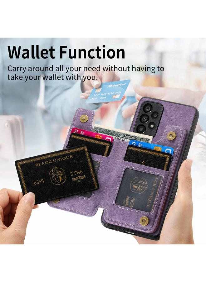 S-TOP Case For Samsung Galaxy A71 Retro Leather Zipper Wallet Back Phone Case - Image 5