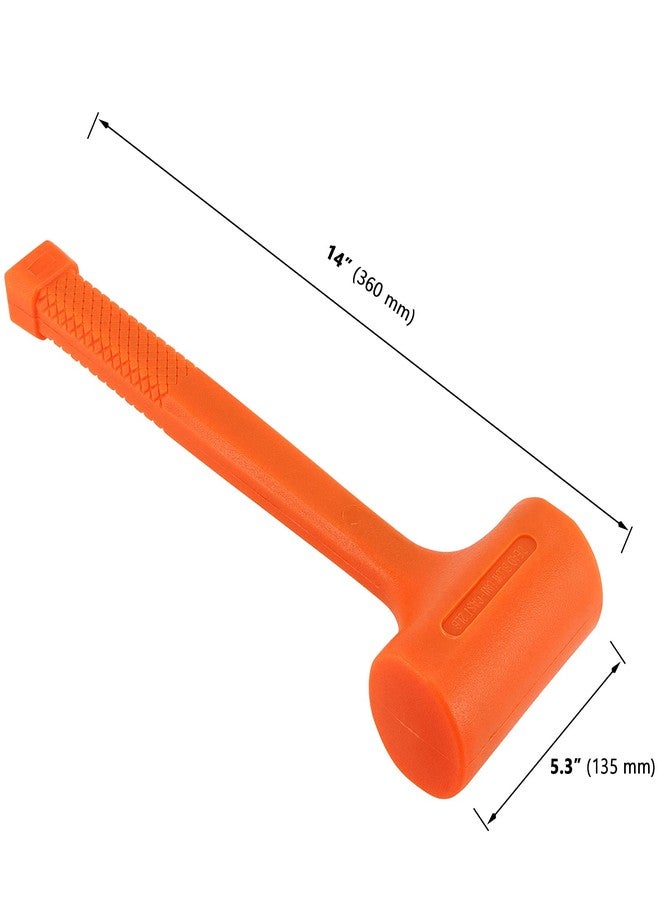 MUKLEI 2 Piece 4 Lb 14" x 5.3" Dead Blow Hammer Orange, Durable Rebound Resistant Dead Blow Hammer with Non-Slip Grip, Non-Marring Dead Blow Mallet - Image 2