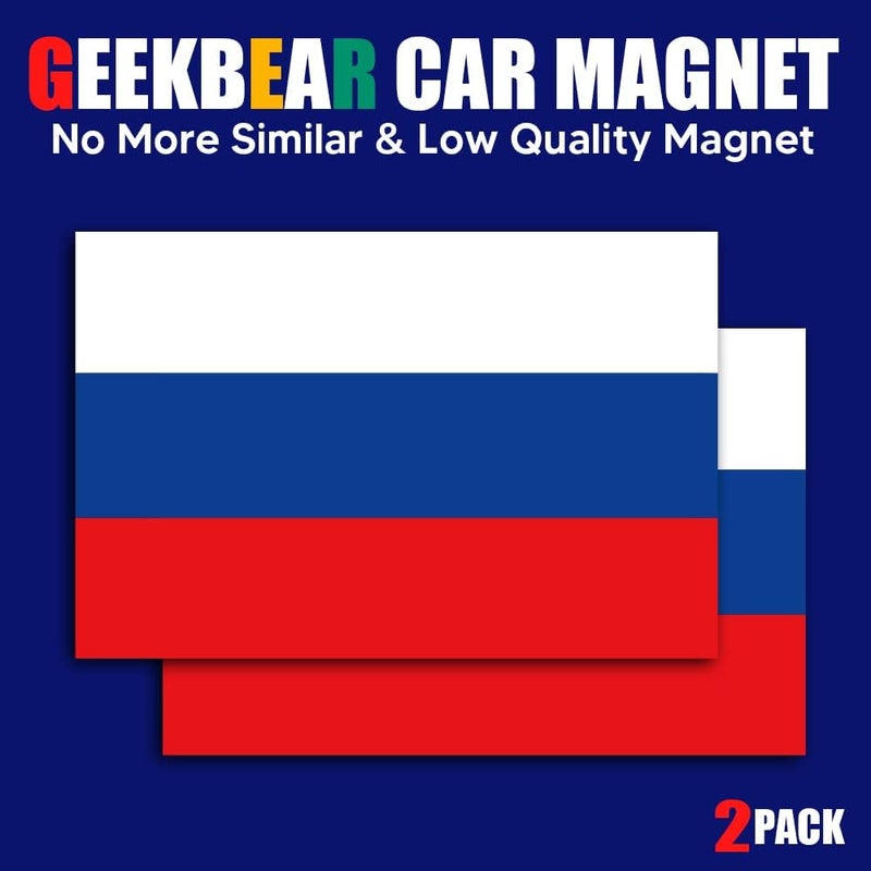 GEEKBEAR National Flag Car Magnet (Russia, 2 Pack) - Reflective Waterproof Durable Magnetic Sign - 6 x 4 in - Image 2