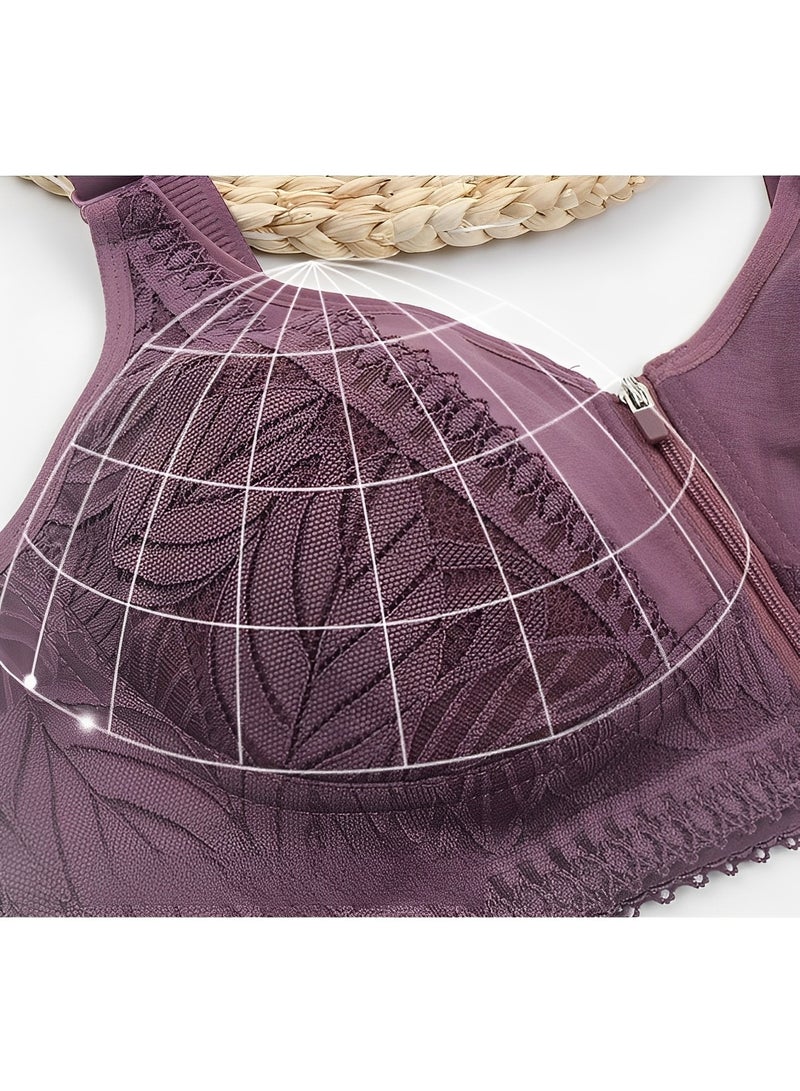 REOCLE Women's Zip Front Closure Bra Wirefree Post-Surgery Bra Workout Gym Yoga Sports Bras with Adjustable Straps  - Image 4