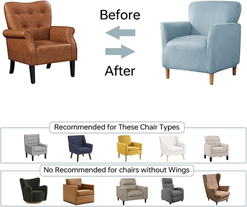 SONNACH Stretch Chair Covers with Arms 1-Piece Banquet Armchair Slipcover Velvet Mid Century Modern Armchair Slipcover Anti-Slip Furniture Protector for Living Room Friendly for Kids Pets (Baby Blue) - Image 4