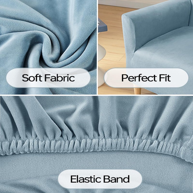 SONNACH Stretch Chair Covers with Arms 1-Piece Banquet Armchair Slipcover Velvet Mid Century Modern Armchair Slipcover Anti-Slip Furniture Protector for Living Room Friendly for Kids Pets (Baby Blue) - Image 5