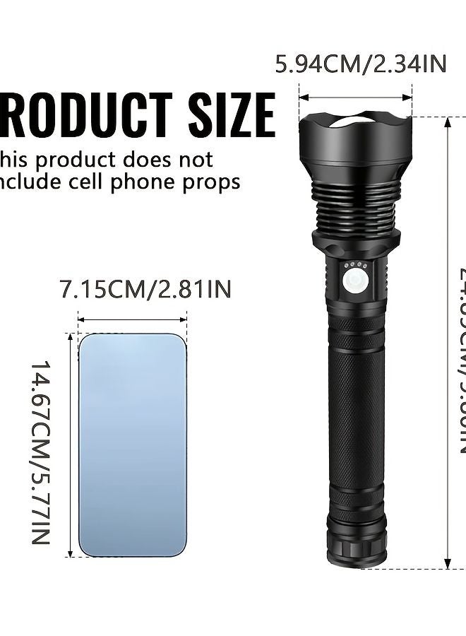 Zoomable USB Rechargeable LED Flashlight 5 Modes Battery Level Display Emergency Work Light - Image 4