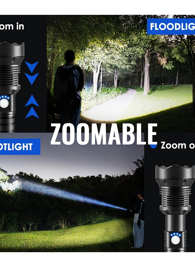 Zoomable USB Rechargeable LED Flashlight 5 Modes Battery Level Display Emergency Work Light - Image 5