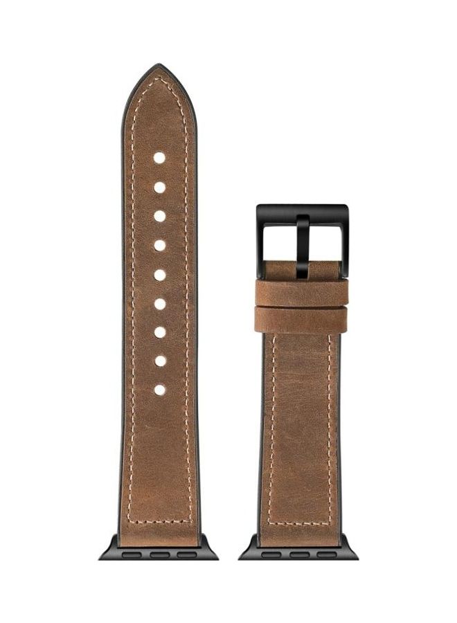 NIBEMINENT Replacement Watch Band for Apple Series 7 45mm/6 & SE 5 4 44mm/3 2 1 42mm Brown  - Image 2